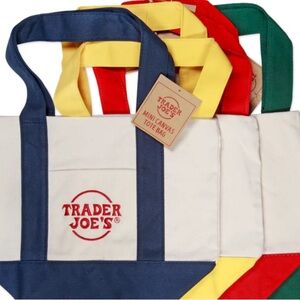 Trader Joe's Canvas Mini Tote Bags - Set of 4 - NWT